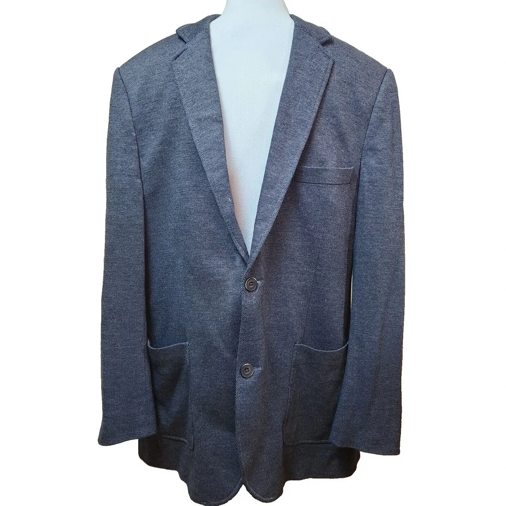 Level Ten Mens Sports Coat Sz Large Gray Blue 2 Button Casual Suit Blazer Preppy